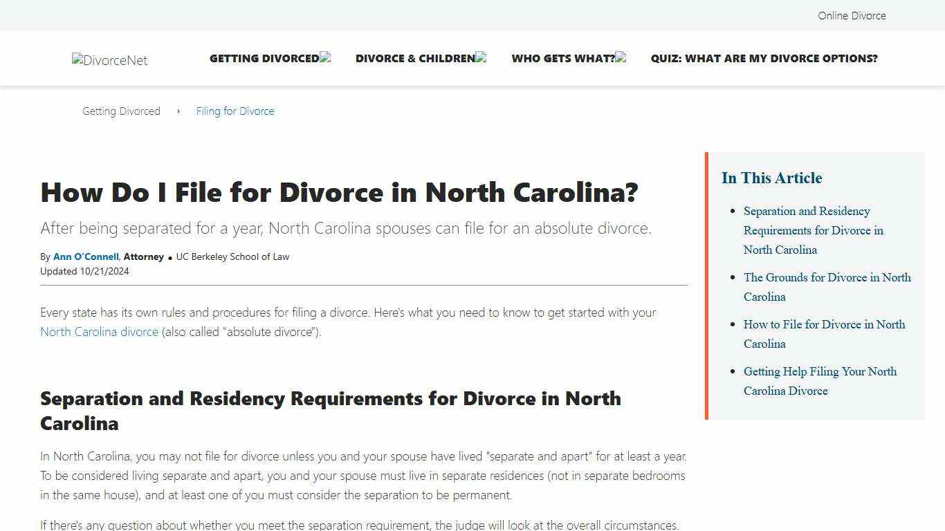 How to File for Divorce in North Carolina