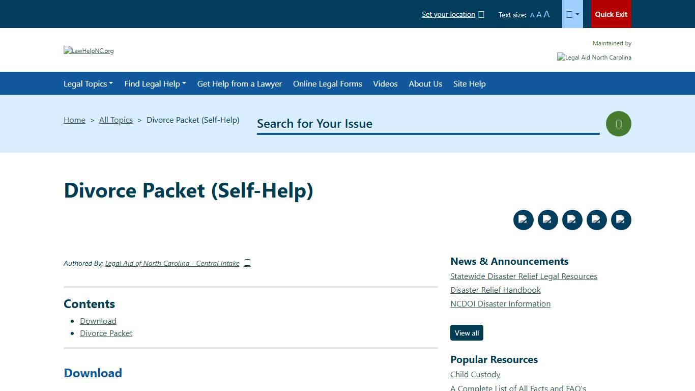 Divorce Packet(Self-Help) Welcome to LawHelpNC.org A guide to free and low cost legal aid, assistance and services in North Carolina